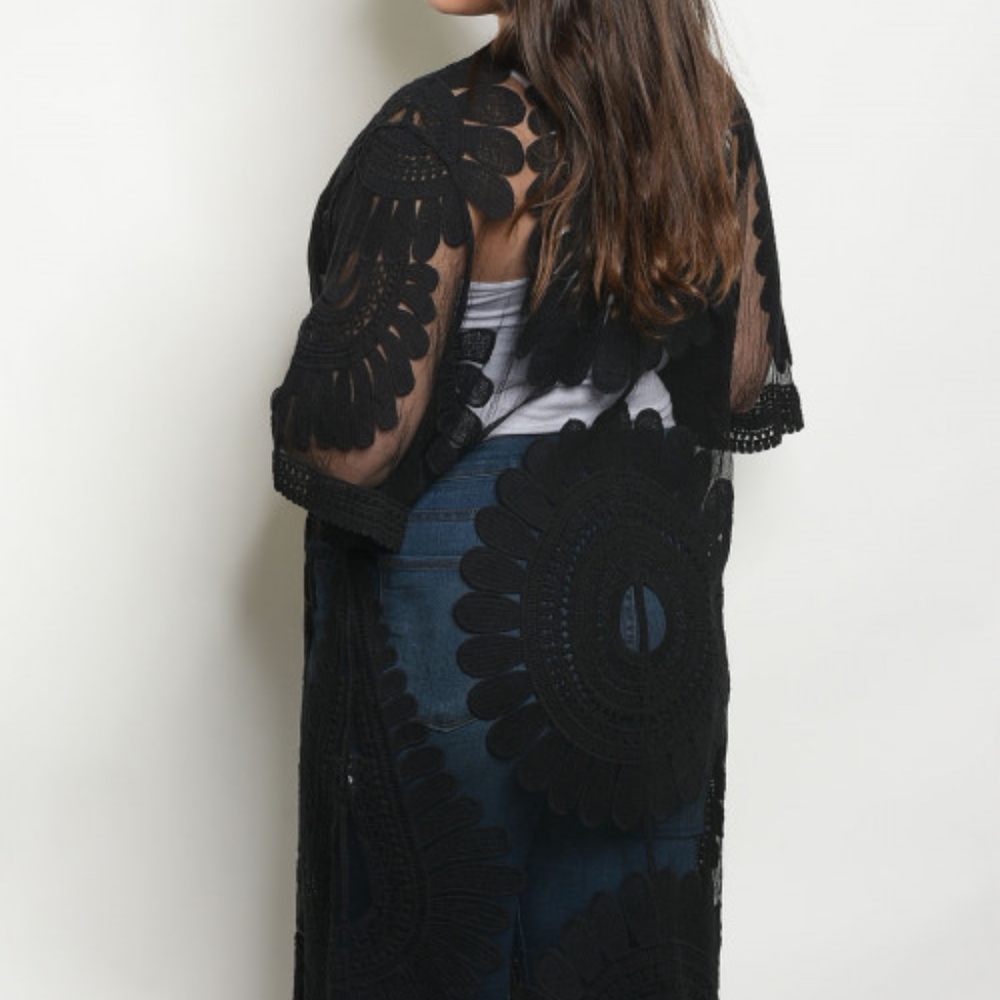 PLUS SIZE LACE & SHEER DUSTER/CARDIGAN - Picture 3 of 4